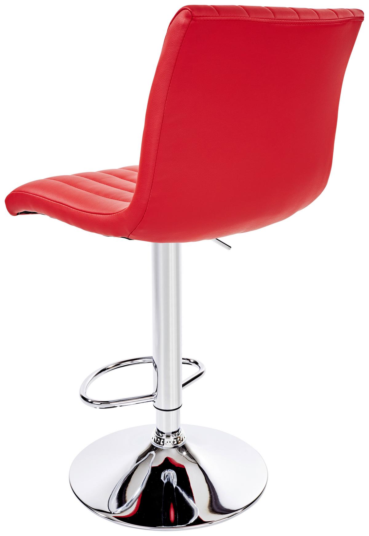 Barhocker Party Rot/Chrom höhenverstellbar mit Lehne - Chromfarben/Rot, MODERN, Textil/Metall (43/91-112/54cm) - MID.YOU