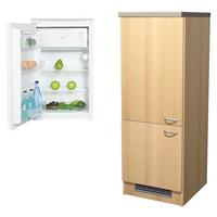 Kühlschrank-Umbauschrank Nano B: 60 cm Creme - Beige/Buchefarben, MODERN, Holzwerkstoff (60/162/60cm) - FlexWell