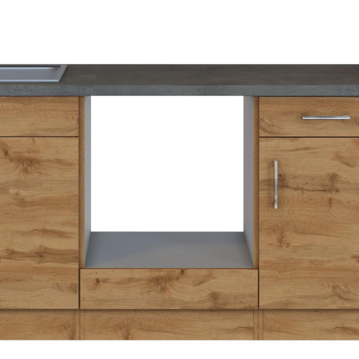 Küchenzeile Sorrento ohne Geräte B: 210 cm Eichefarben - Schieferfarben/Eiche Wotan, MODERN, Holzwerkstoff (210cm) - Held