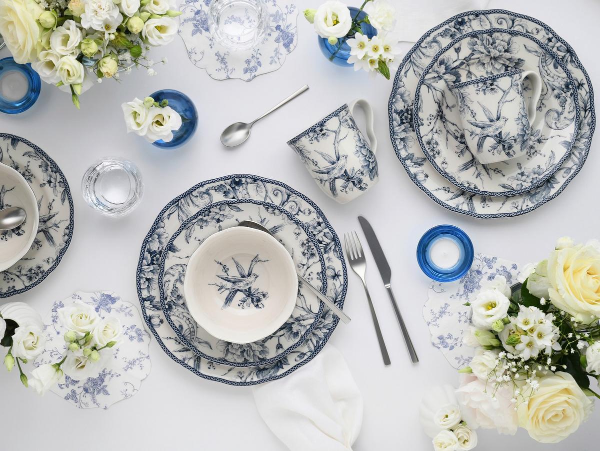 KOMBISERVICE Blau, Weiß, 16--Teilig. - Blau/Weiß, Basics, Keramik - Creatable