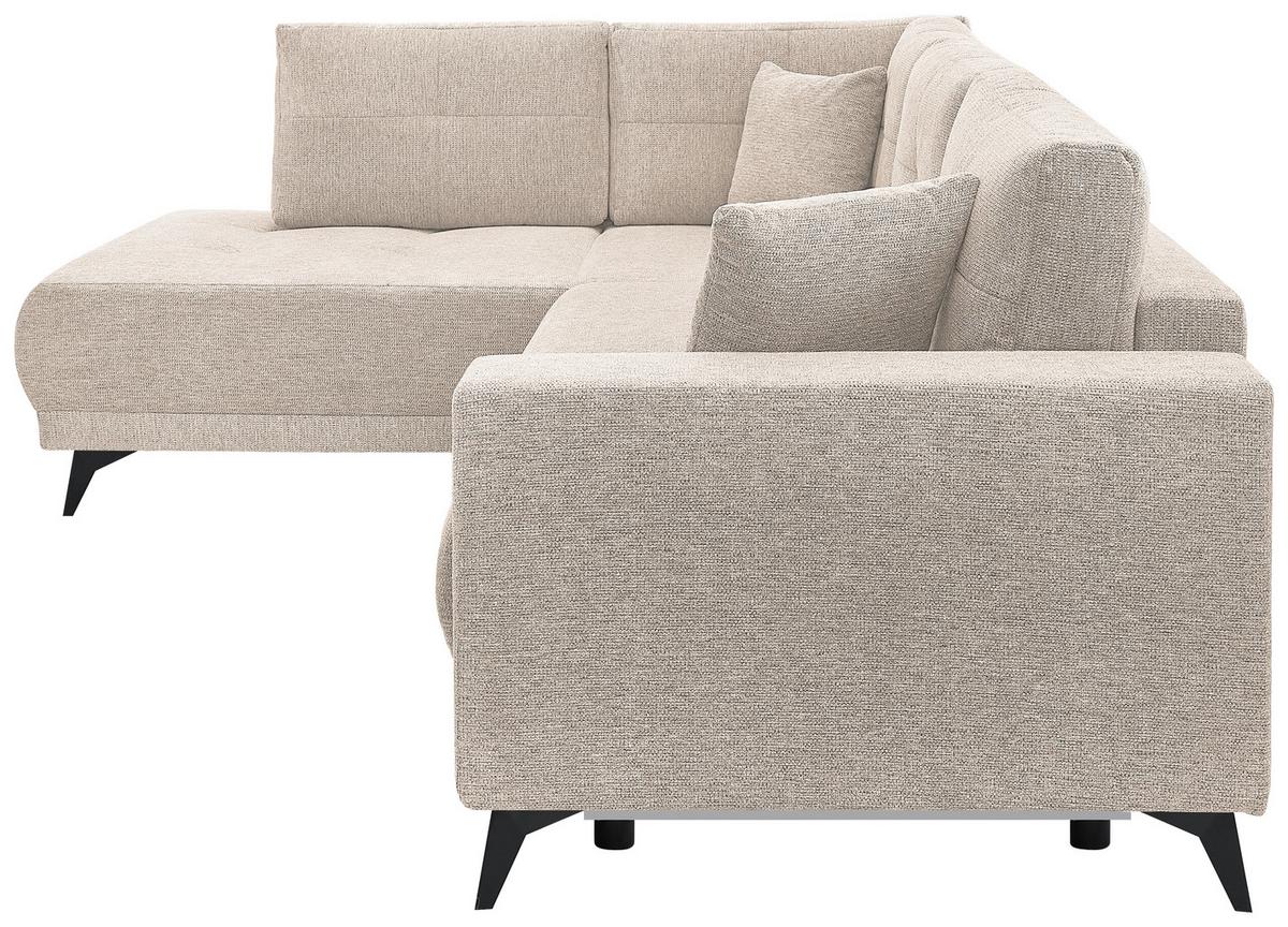 Ecksofa Texas Recr-Links Beige S: 203x259 cm - Beige/Schwarz, KONVENTIONELL, Holz (203/259cm)