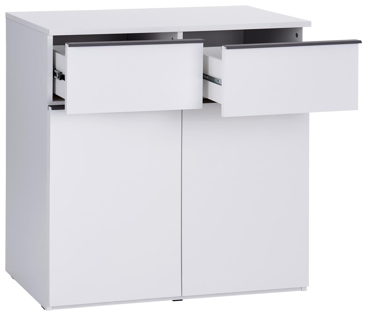 Kommode B: 90 cm Lucca, Weiß/Grau - Weiß, MODERN, Holzwerkstoff (90/88/44cm)