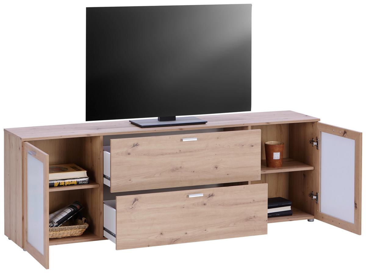Tv-lowboard Xeno B: 180 Cm Eiche Artisan - Eiche Artisan, MODERN, Glas/Holzwerkstoff (180/62/37cm)
