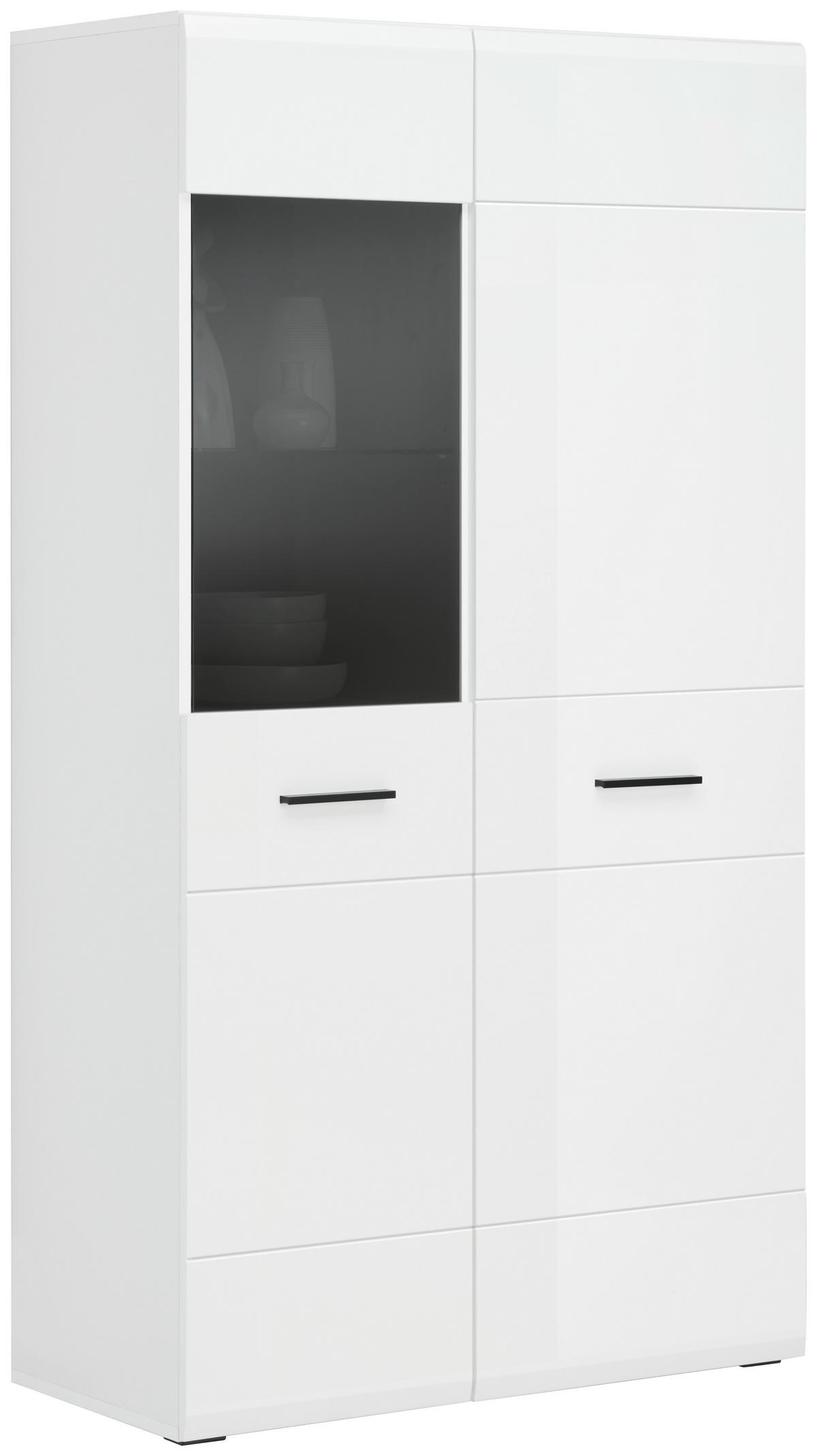 Vitrine Avanti Anthrazit/Weiß B: 90 cm - Anthrazit/Weiß, MODERN, Glas/Holzwerkstoff (90/164/41cm) - Hom`in