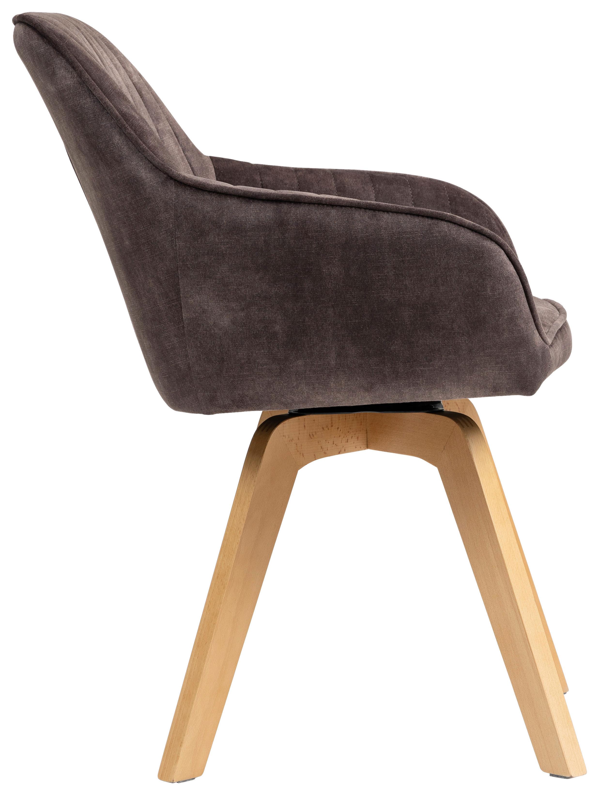 Armlehnstuhl Hanna Dunkelbraun,sitzfl. 180° Drehb - Dunkelbraun/Buchefarben, KONVENTIONELL, Holz/Textil (63/83/63cm) - MID.YOU