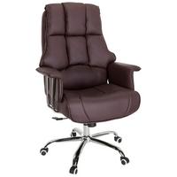 Chefsessel Commander Lederlook Braun Bis 130kg - Chromfarben/Braun, MODERN, Kunststoff/Textil (75/130/64cm) - MID.YOU