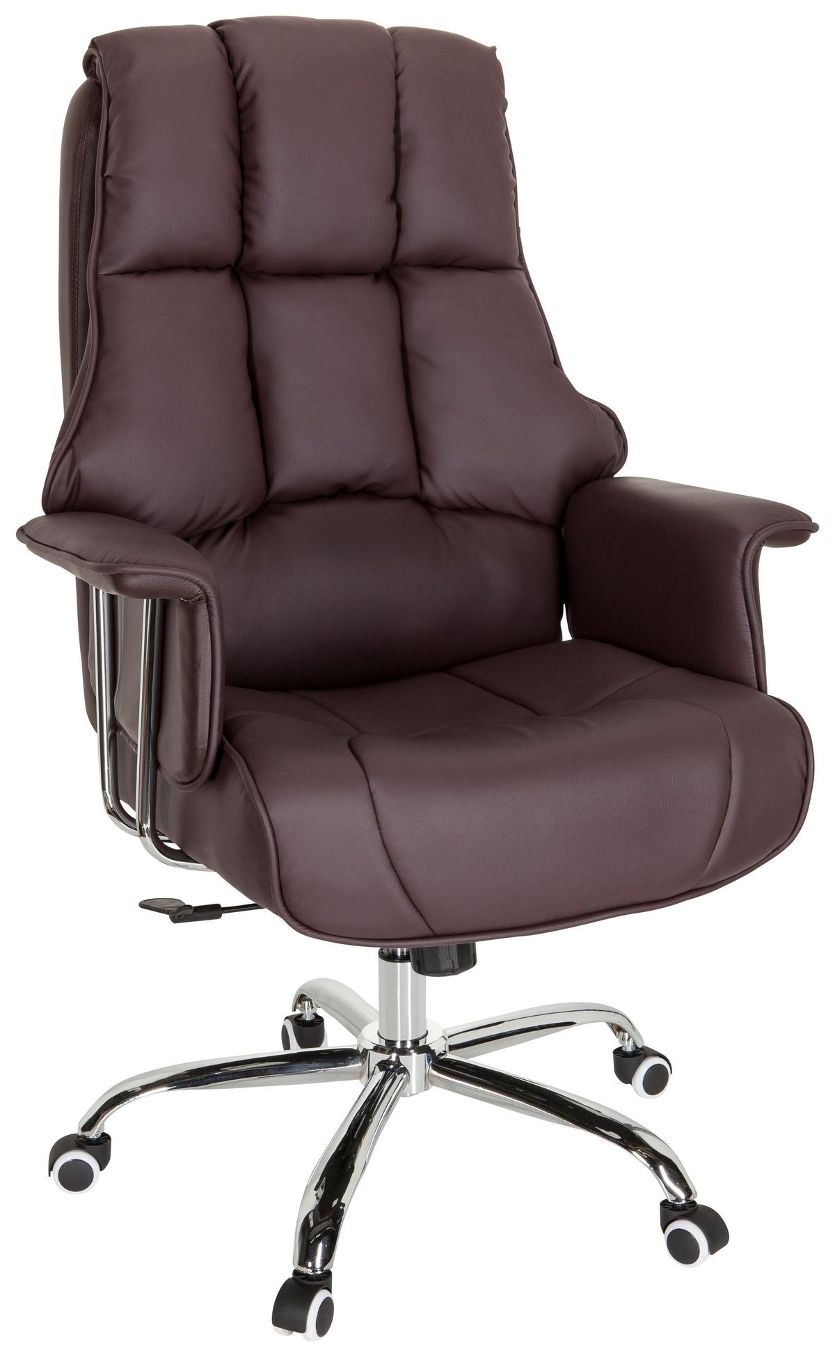 Chefsessel Commander Lederlook Braun Bis 130kg - Chromfarben/Braun, MODERN, Kunststoff/Textil (75/130/64cm) - MID.YOU