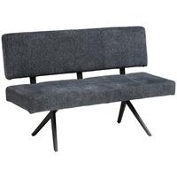 Sitzbank Chios  mit Lehne Leinenoptik Grau, B: 140 cm - Dunkelgrau/Schwarz, KONVENTIONELL, Textil/Metall (140/90/62cm) - MID.YOU