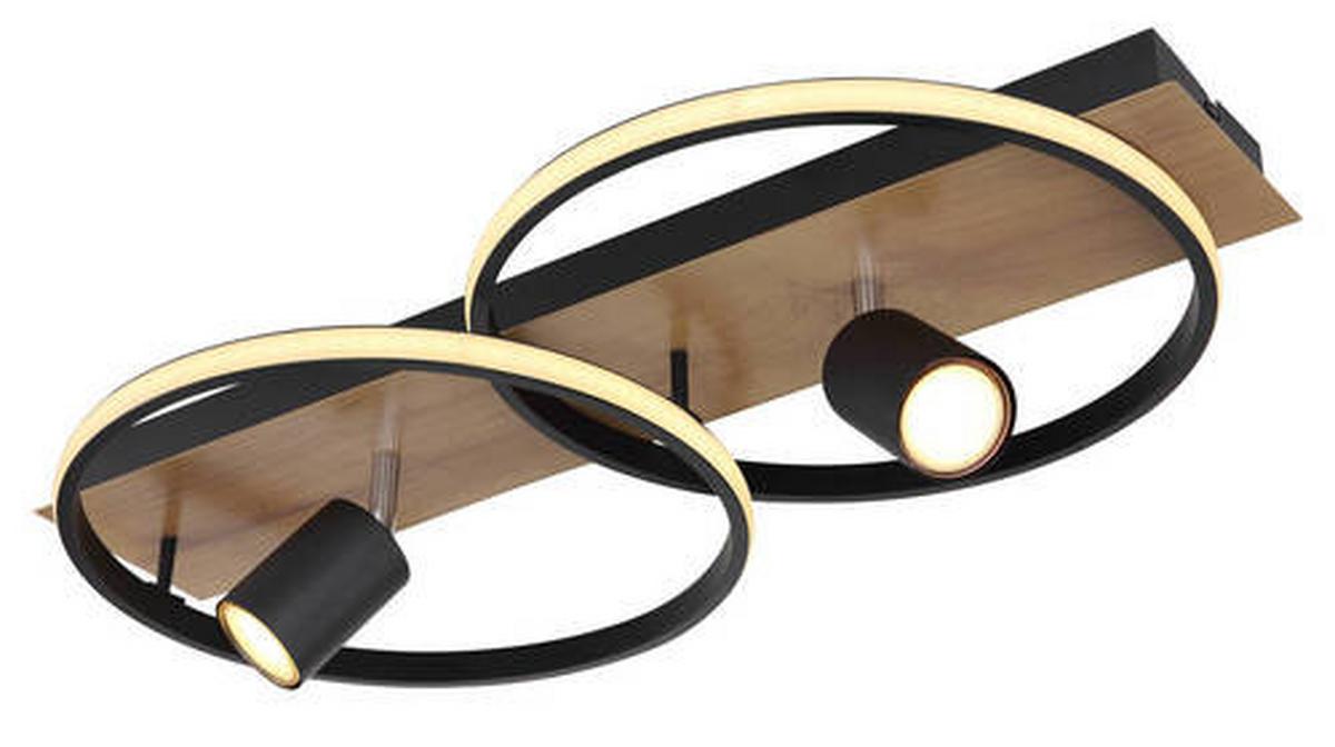 LED-Deckenleuchte 67309-36 - Dunkelbraun/Opal, Design, Holz/Kunststoff (62/32/16,5cm) - Globo