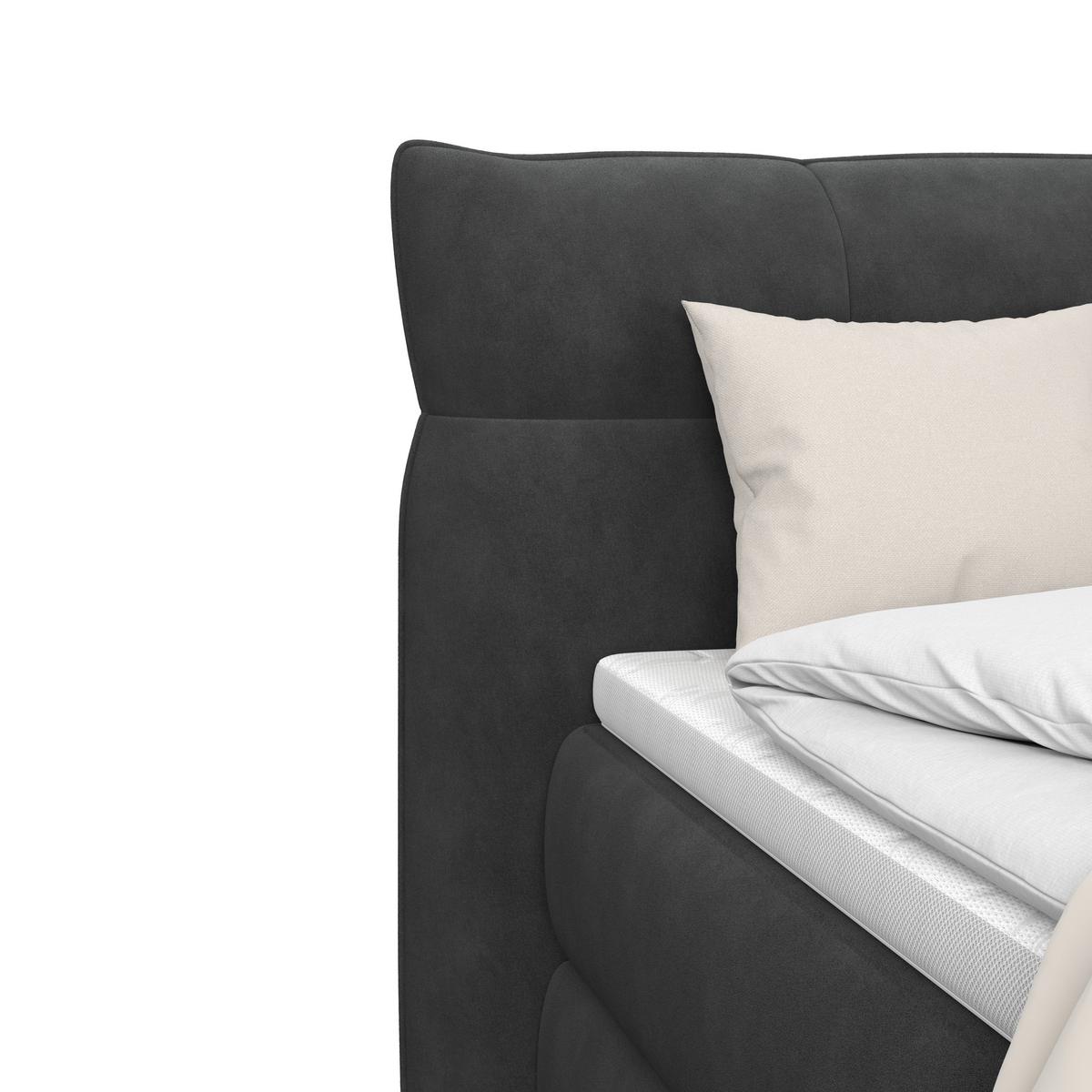 Boxspringbett Carmelo Schwarz 140x200 cm H5 - Schwarz, Trend, Textil (140/200cm)
