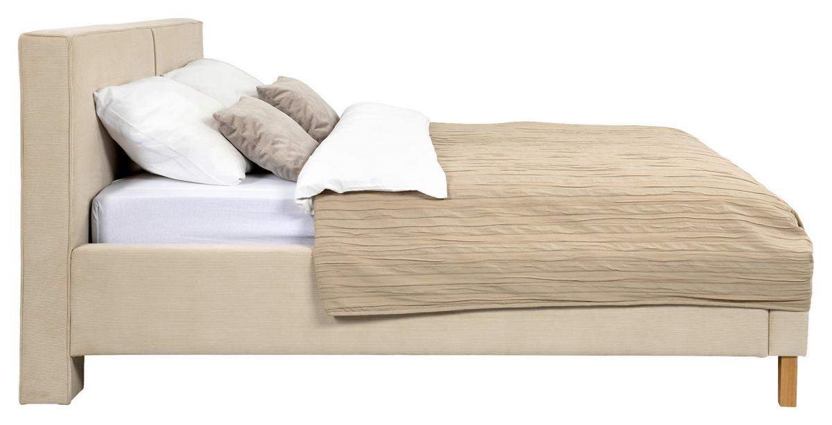 Polsterbett Fiora mit Bettkasten 140x200 - Eichefarben/Creme, MODERN, Holz/Textil (140/200cm) - MID.YOU