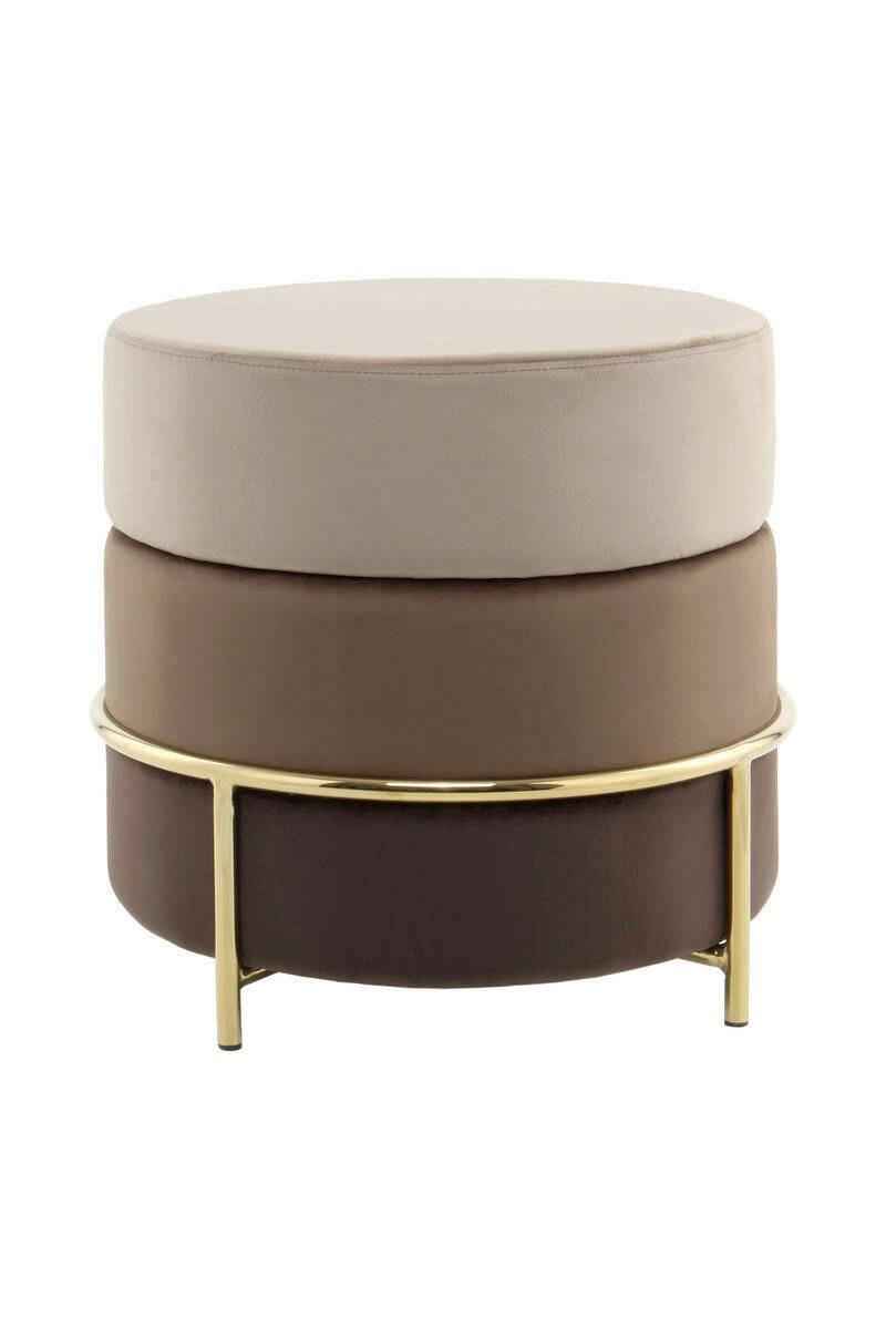 Hocker Pouf Samt Braun H: 46 cm Rund - Goldfarben/Braun, Basics, Holzwerkstoff/Textil (48,5/46/48,5cm) - Kayoom
