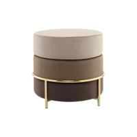 Hocker Pouf Samt Braun H: 46 cm Rund - Goldfarben/Braun, Basics, Holzwerkstoff/Textil (48,5/46/48,5cm) - Kayoom