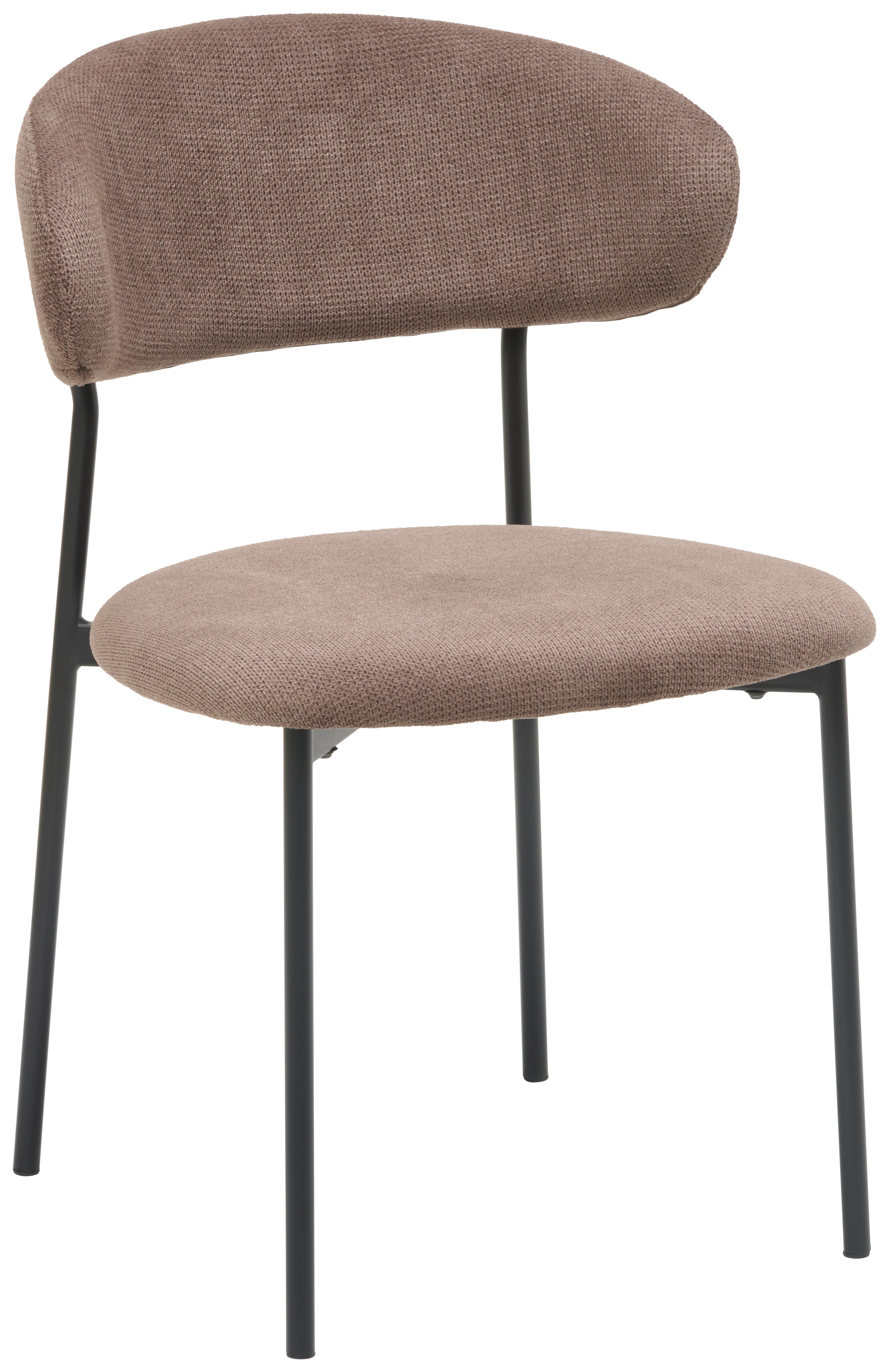 Vierfußstuhl Fenja Webstoff Braun, B: 53 cm - Schwarz/Braun, KONVENTIONELL, Textil/Metall (53/80/57cm) - MID.YOU