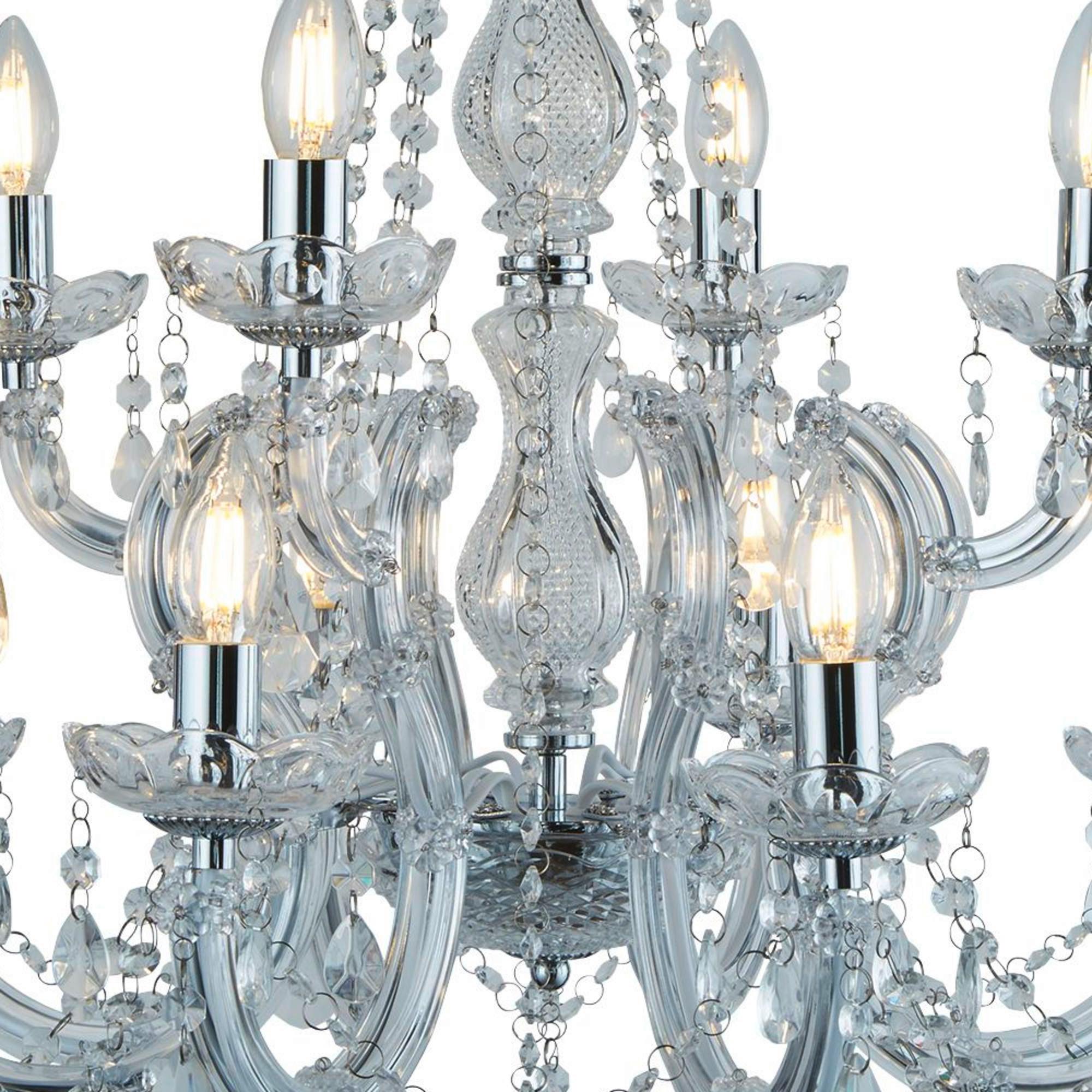 Kristall-Hängeleuchte Marie Therese 399-12 - Chromfarben, KONVENTIONELL, Glas/Kunststoff (63/120cm)