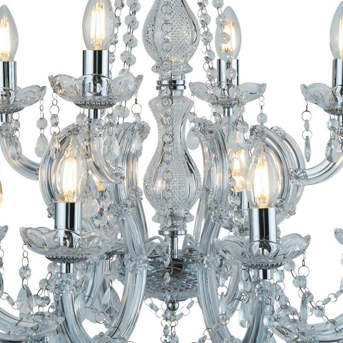 Kristall-Hängeleuchte Marie Therese 399-12 - Chromfarben, KONVENTIONELL, Glas/Kunststoff (63/120cm)