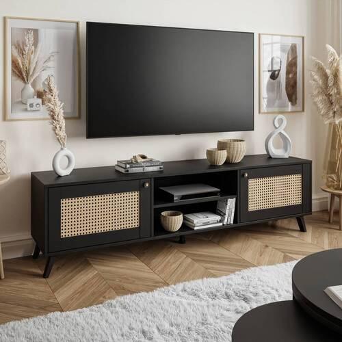 Lowboard Wiener - Eichefarben/Schwarz, Design, Holzwerkstoff (180/49/40cm) - MID.YOU