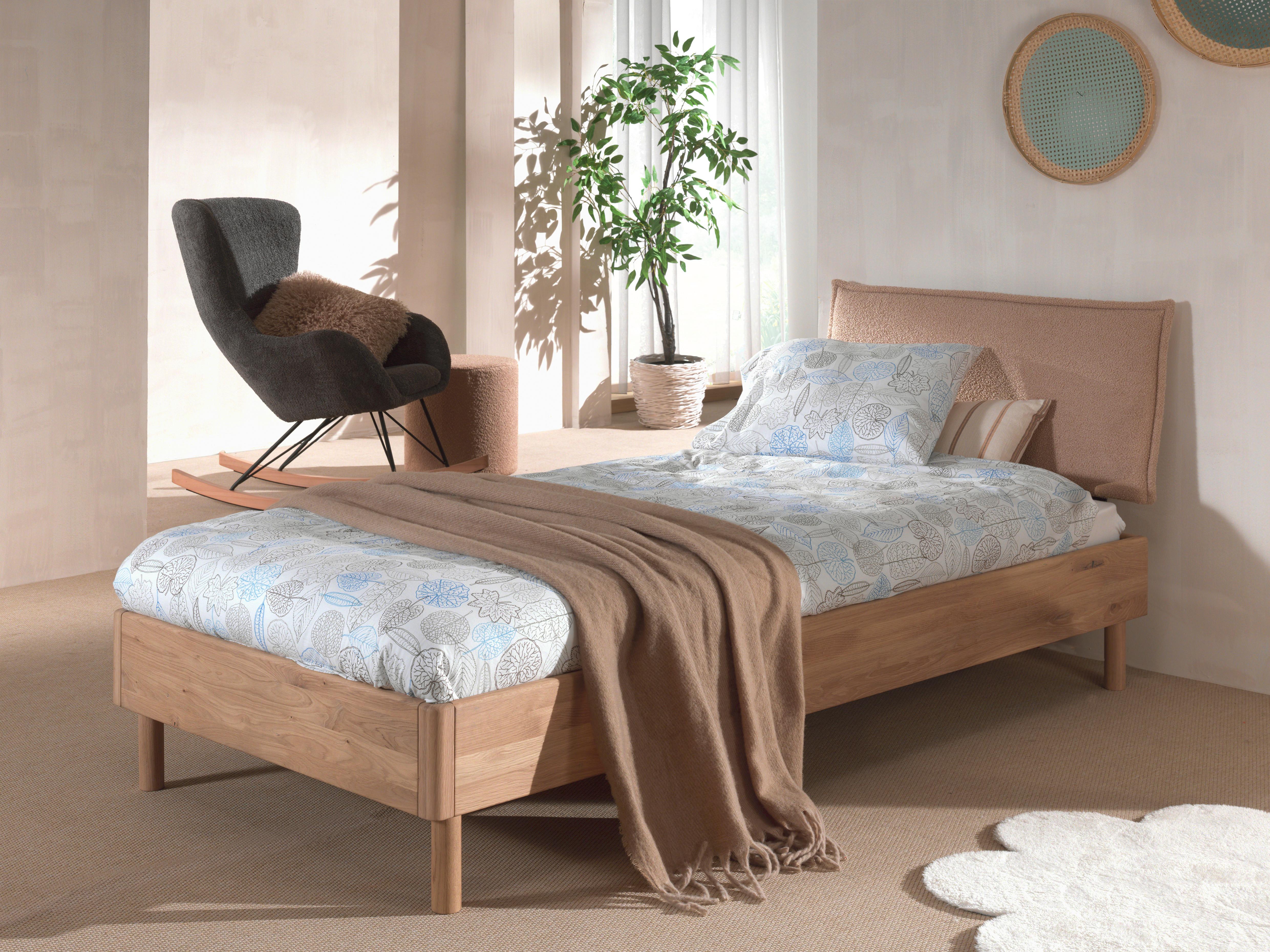 Bett Forrest Naturfarben 90x200cm - Eichefarben/Beige, MODERN, Holz/Textil (90/200cm) - Vipack