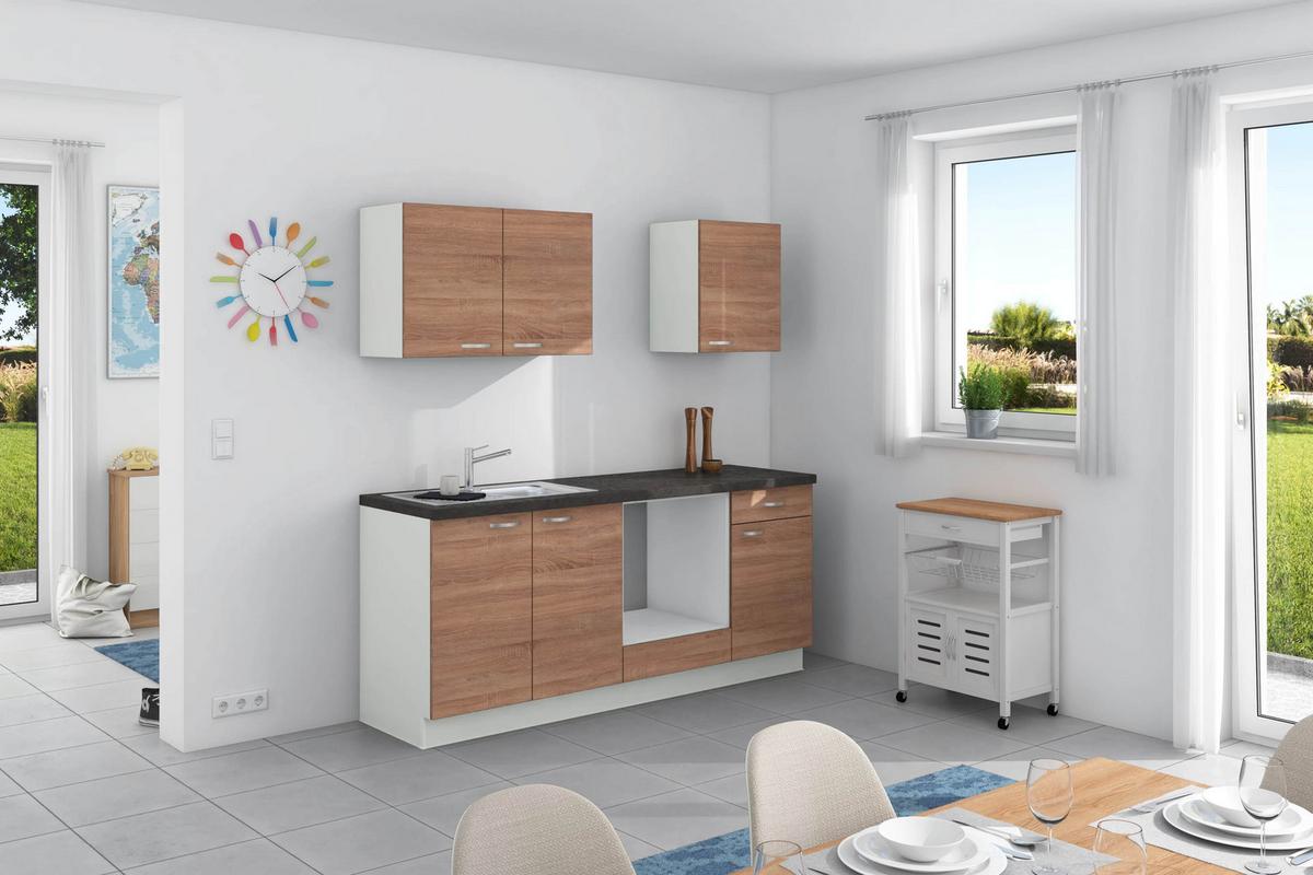 Küchenzeile Plan Ohne Geräte Ohne Geräte B: 200 Cm - Eichefarben/Anthrazit, Design, Holzwerkstoff (200cm) - Express