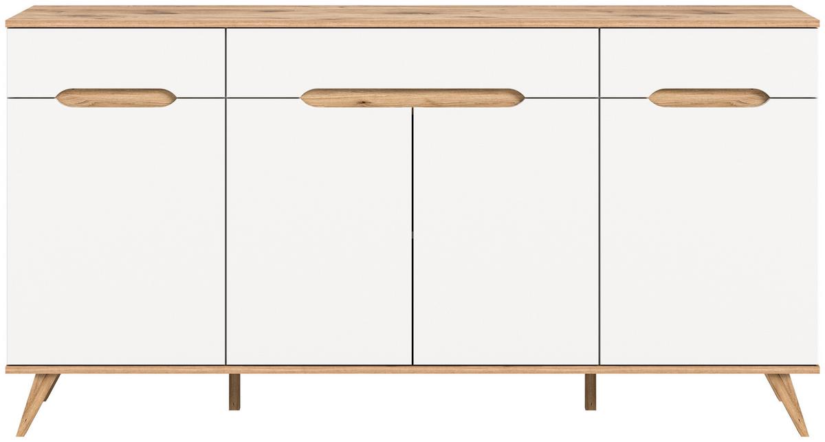 Sideboard Stockholm Eichefarben/Weiß B: 185 cm - Eichefarben/Weiß, Design, Holzwerkstoff (185/95/40cm) - MID.YOU