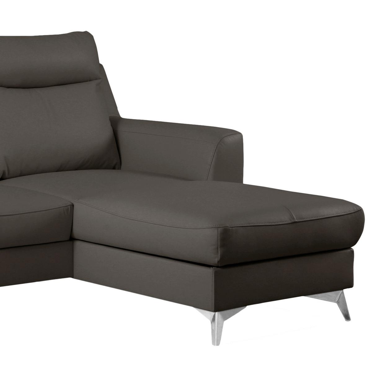 Ecksofa Gio Dunkelbraun S: 236x168 Cm - Chromfarben/Dunkelbraun, Design, Leder/Textil (236/168cm) - Livetastic