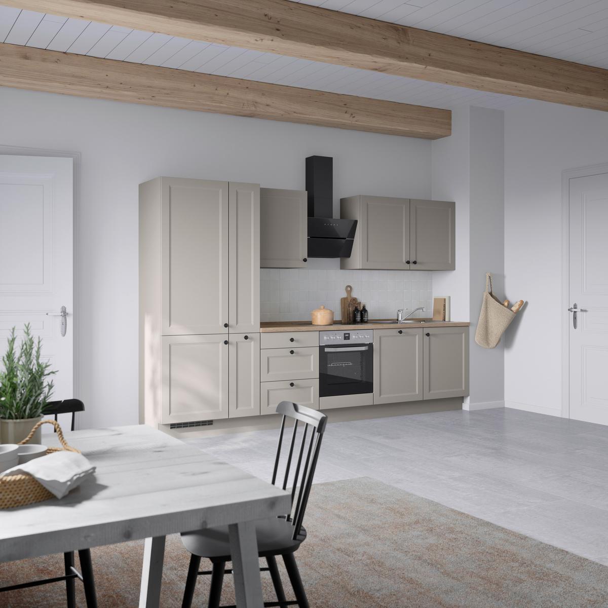 Kuchyňská linka 330 cm, kamenná sivá supermatná - šedá/černá, Moderní, kov/kompozitní dřevo (330cm) - Nobilia