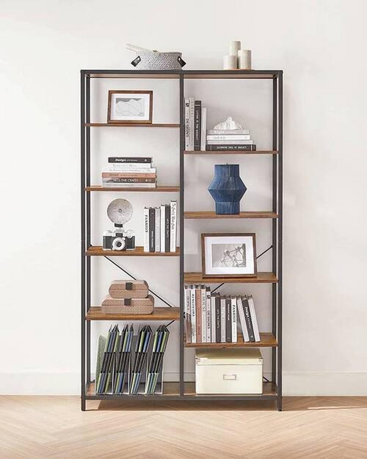 Bücherwand B: 100 Cm Braun/weiß - Schwarz/Braun, Basics, Holzwerkstoff/Metall (100/170/30cm) - Boxxx