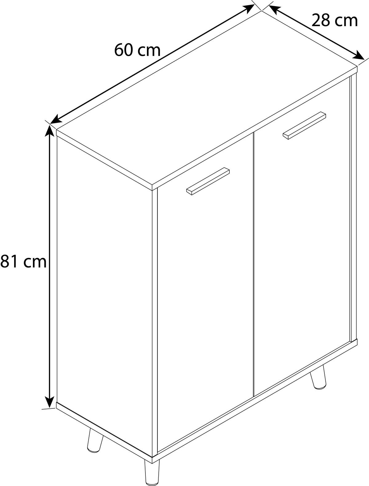 Komoda LANDOS - bílá/šedá, Moderní, kompozitní dřevo/plast (60/81/28cm) - MID.YOU