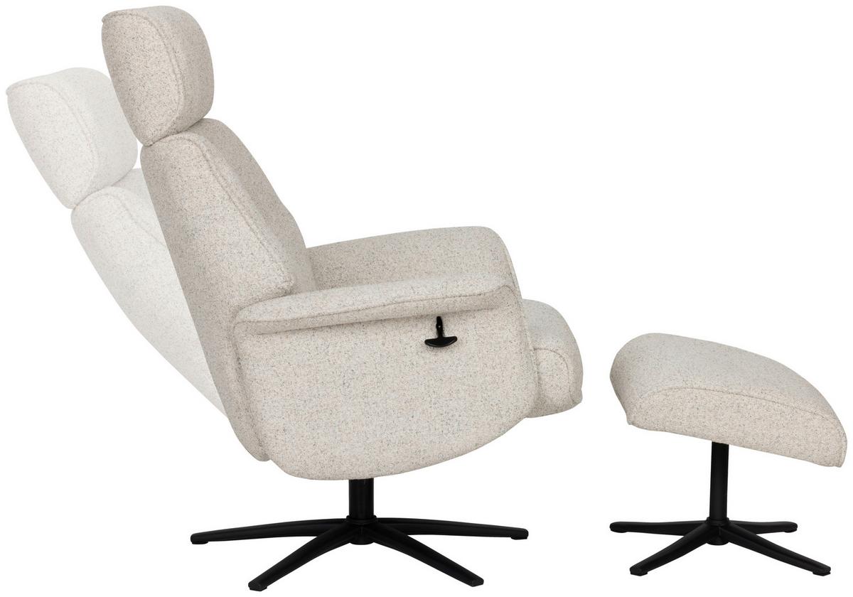 Relaxsesselset Mellow Beige B: 77 cm - Creme/Schwarz, Design, Holz/Textil (77/108/81cm) - Livetastic