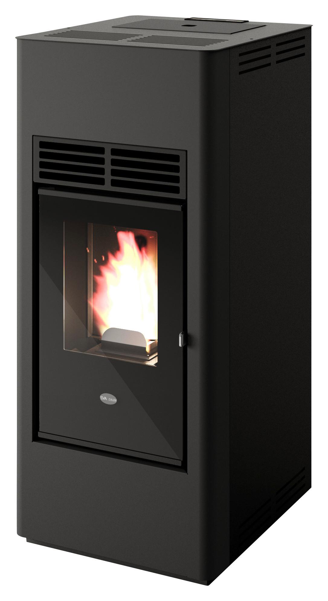 Pelletofen Karina Schwarz Metall 9,5 Kw mit Wi-Fi - Schwarz, Basics, Metall (44,6/51,7/100,4cm)