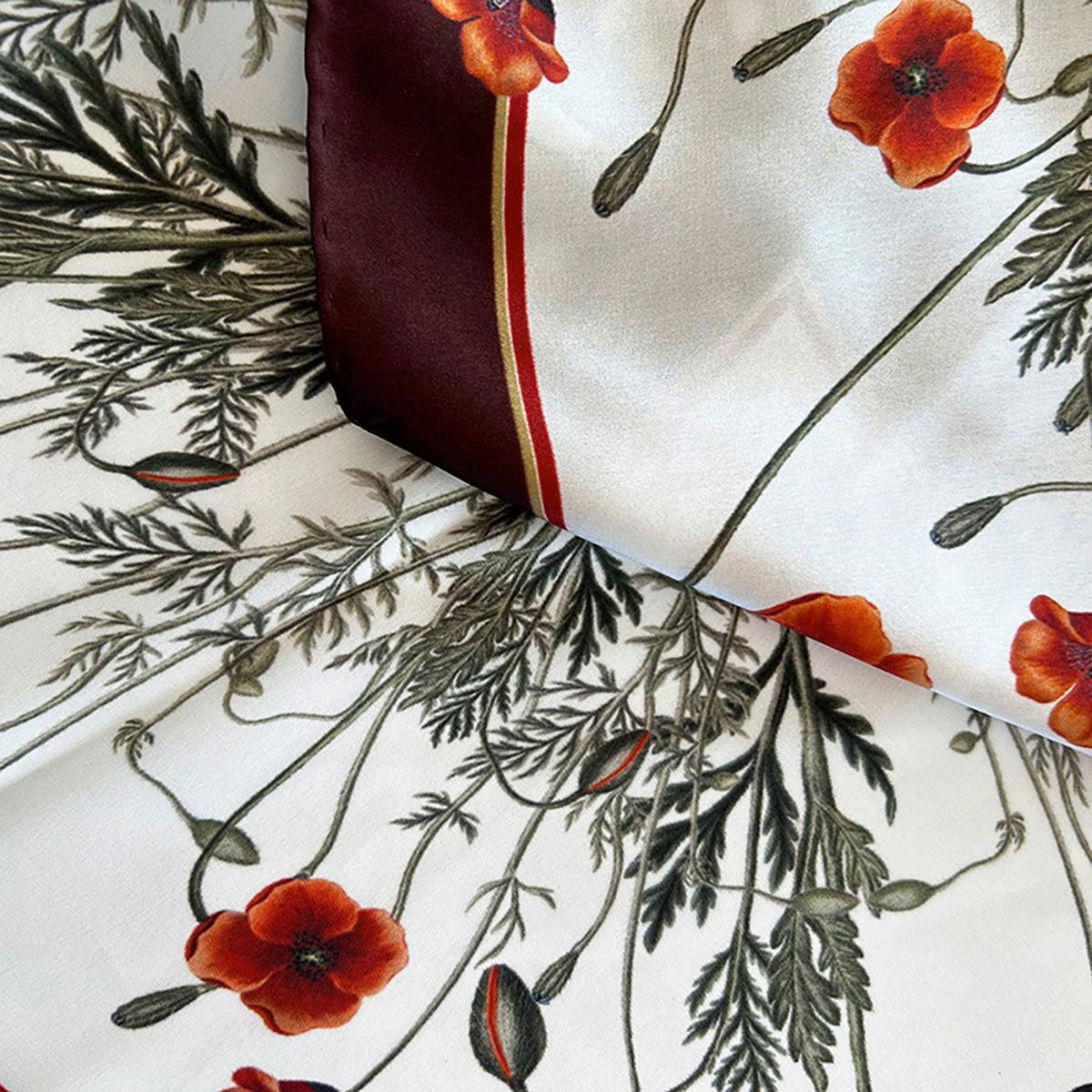 Seidenschal Poppy Naturfaser, Rot - Rot, Basics, Textil (50/50cm)