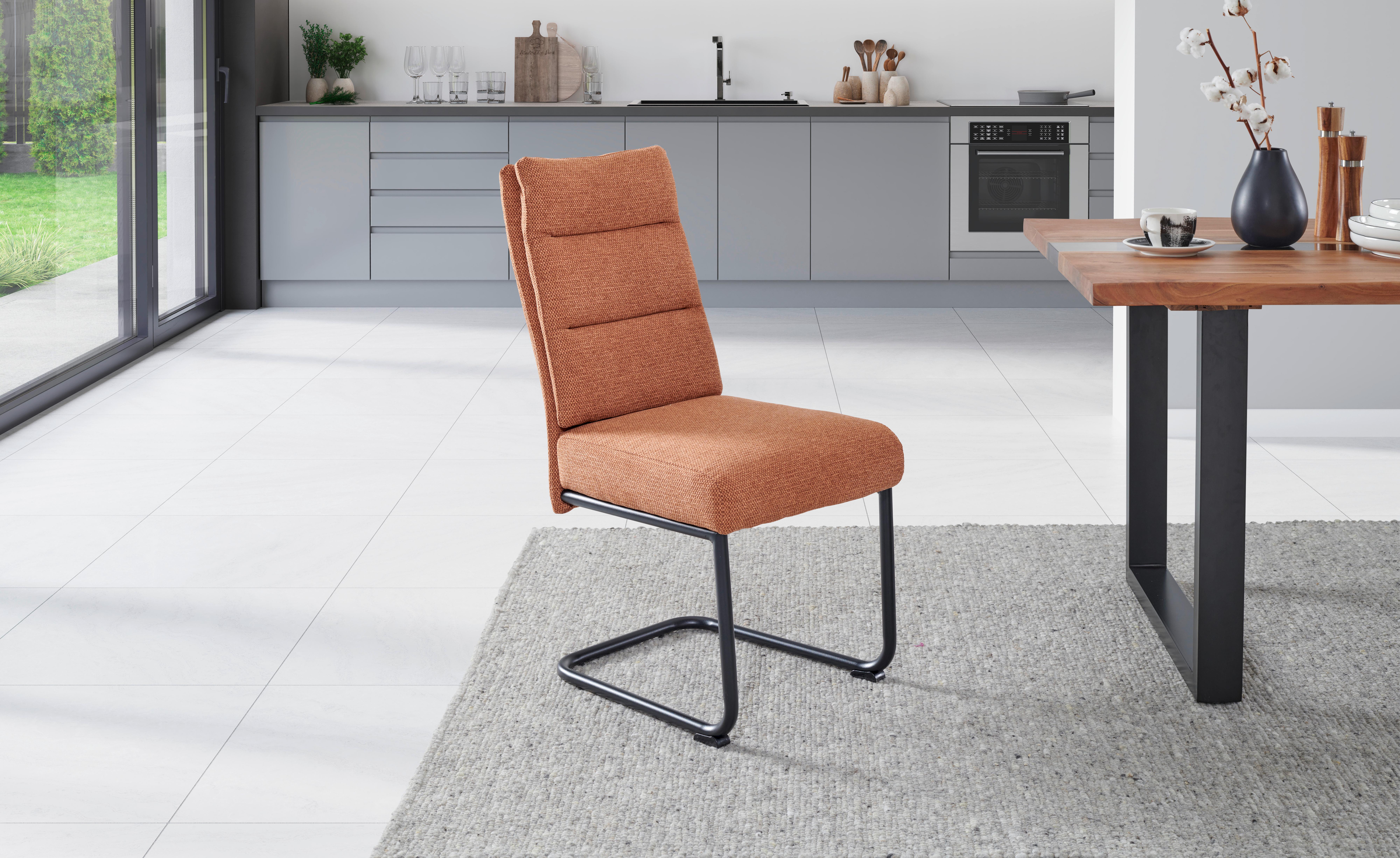 Schwingstuhl-Set Hilal - Hellbraun/Schwarz, LIFESTYLE, Holz/Textil (45/94/62cm) - MID.YOU
