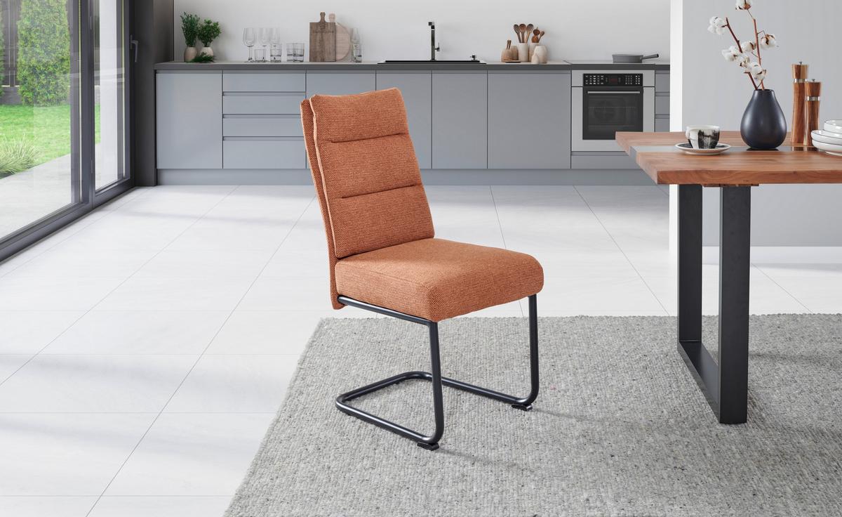 Schwingstuhl Hilal - Hellbraun/Schwarz, LIFESTYLE, Holz/Textil (45/94/62cm) - MID.YOU