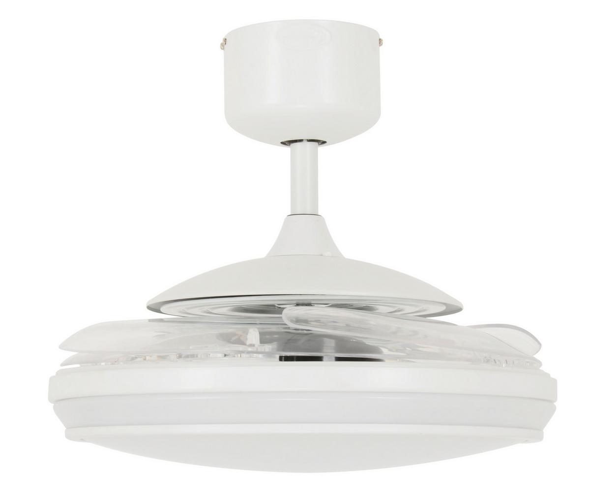 Deckenventilator Fanaway Weiß 4 Kunststoffflügel,led-Leuchte - Klar/Weiß, Basics, Kunststoff/Metall (122/41cm) - P & B