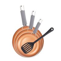 Pfannenset Metall, Kunststoff 4-Teilig - Grau/Kupferfarben, Basics, Kunststoff/Metall