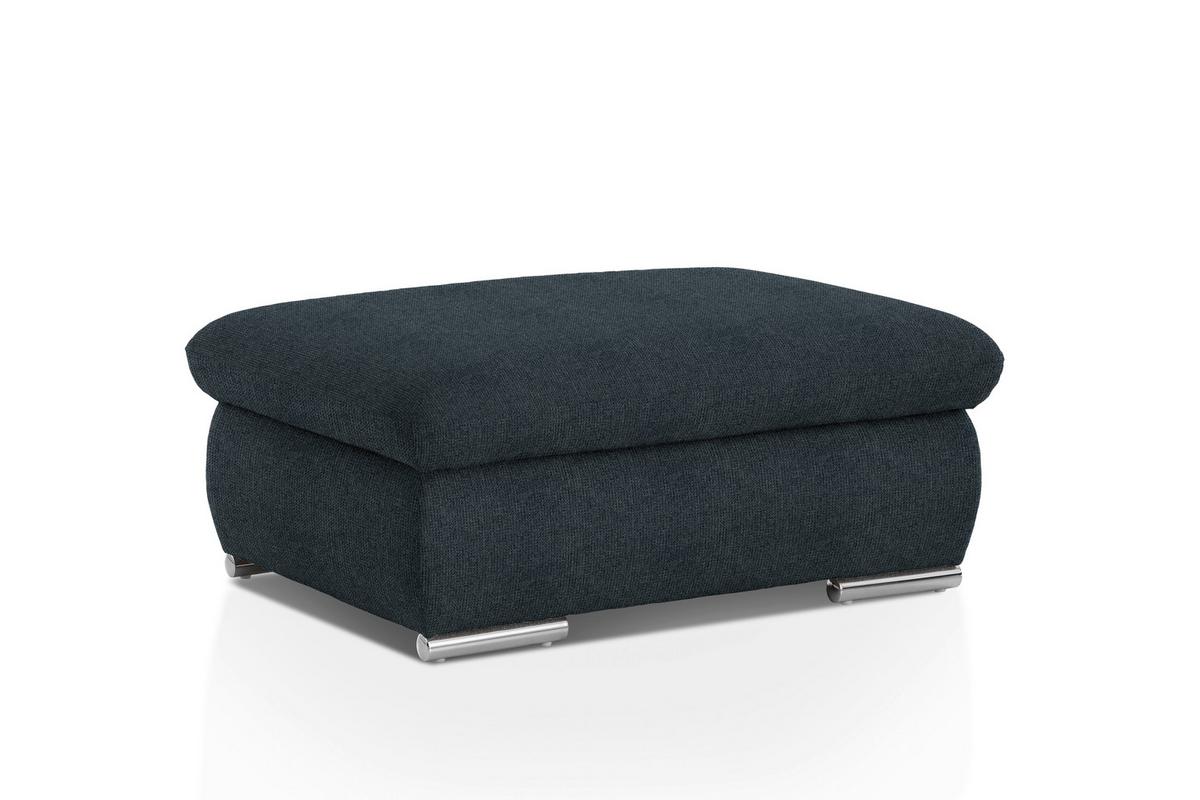 Polsterhocker Isona Schwarz Chenille - Chromfarben/Schwarz, Design, Textil (101/45/74cm) - Livetastic