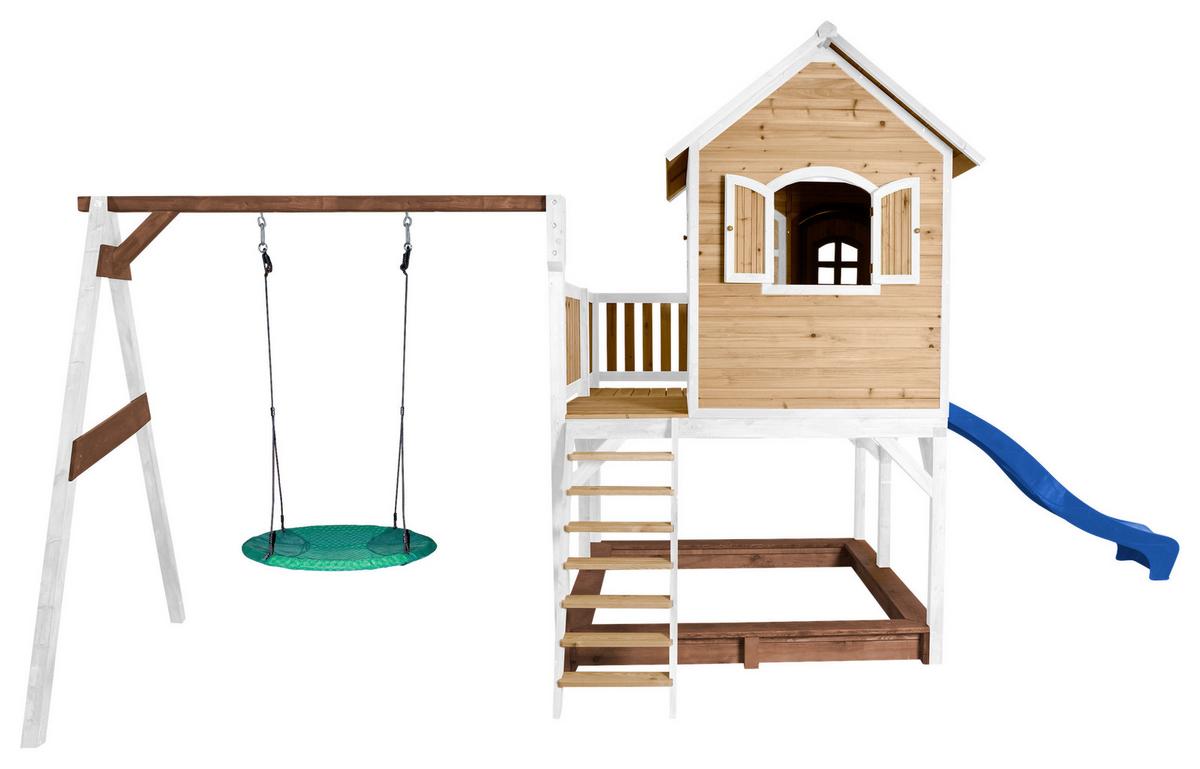 Spielturm A030.154.31 - Blau/Braun, KONVENTIONELL, Holz (613/291/277cm) - Ambia Garden