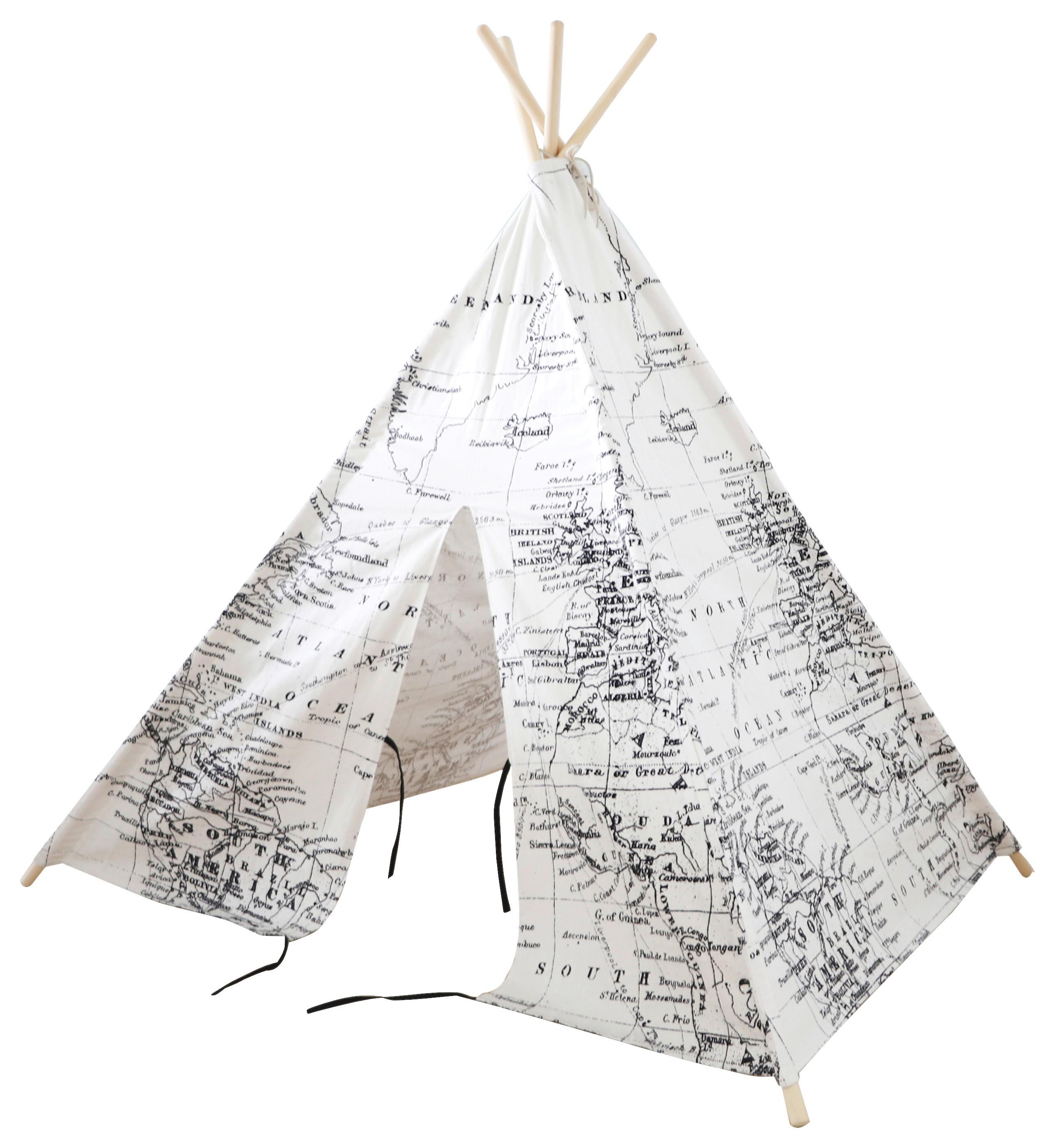 Spielzelt C052.107.00 - Schwarz/Weiß, KONVENTIONELL, Holz/Textil (120/160/120cm) - Ambia Garden