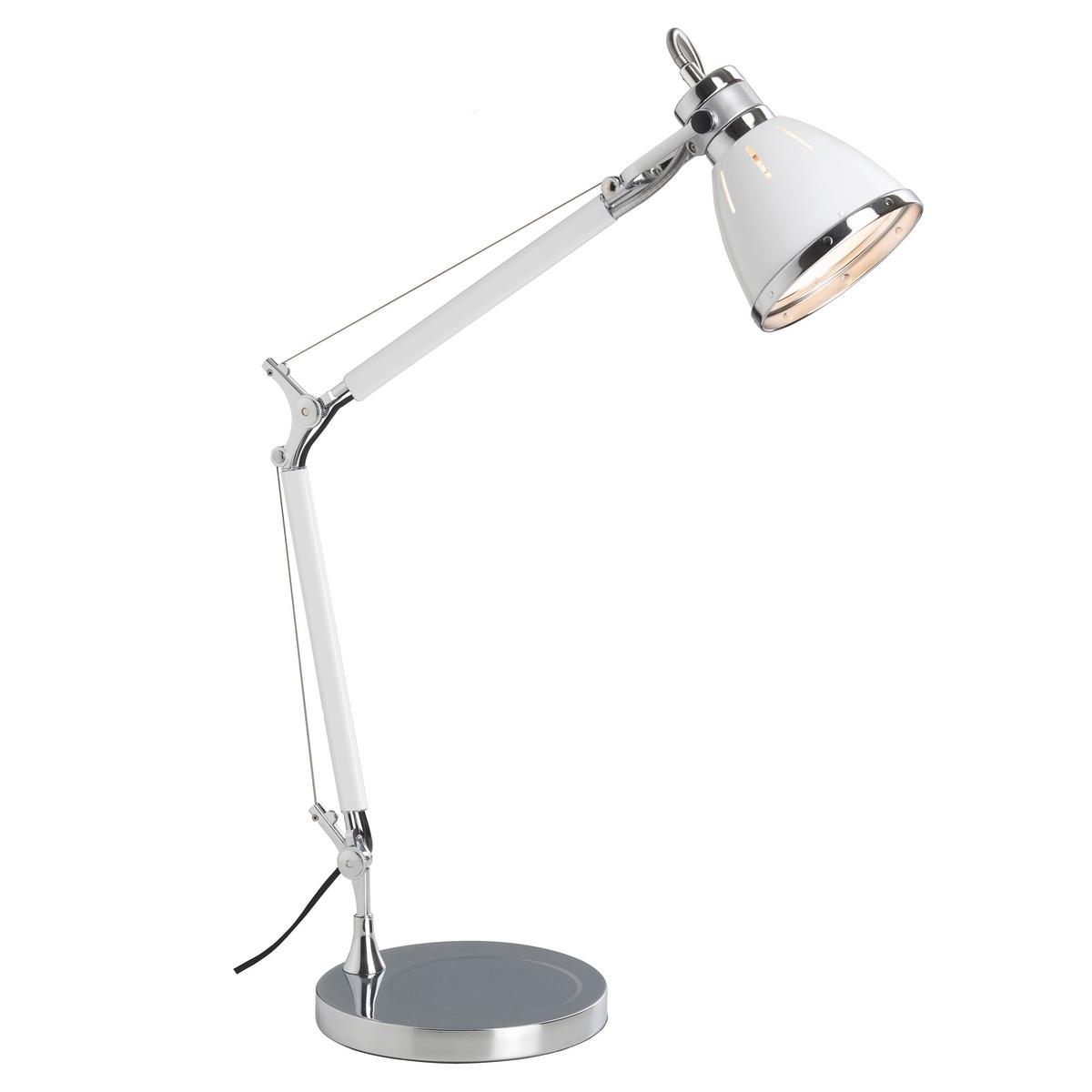 Schreibtischlampe Octavia Chromfarben/weiß Flexarm - Chromfarben/Weiß, Basics, Metall (47,5/50/21cm) - Brilliant