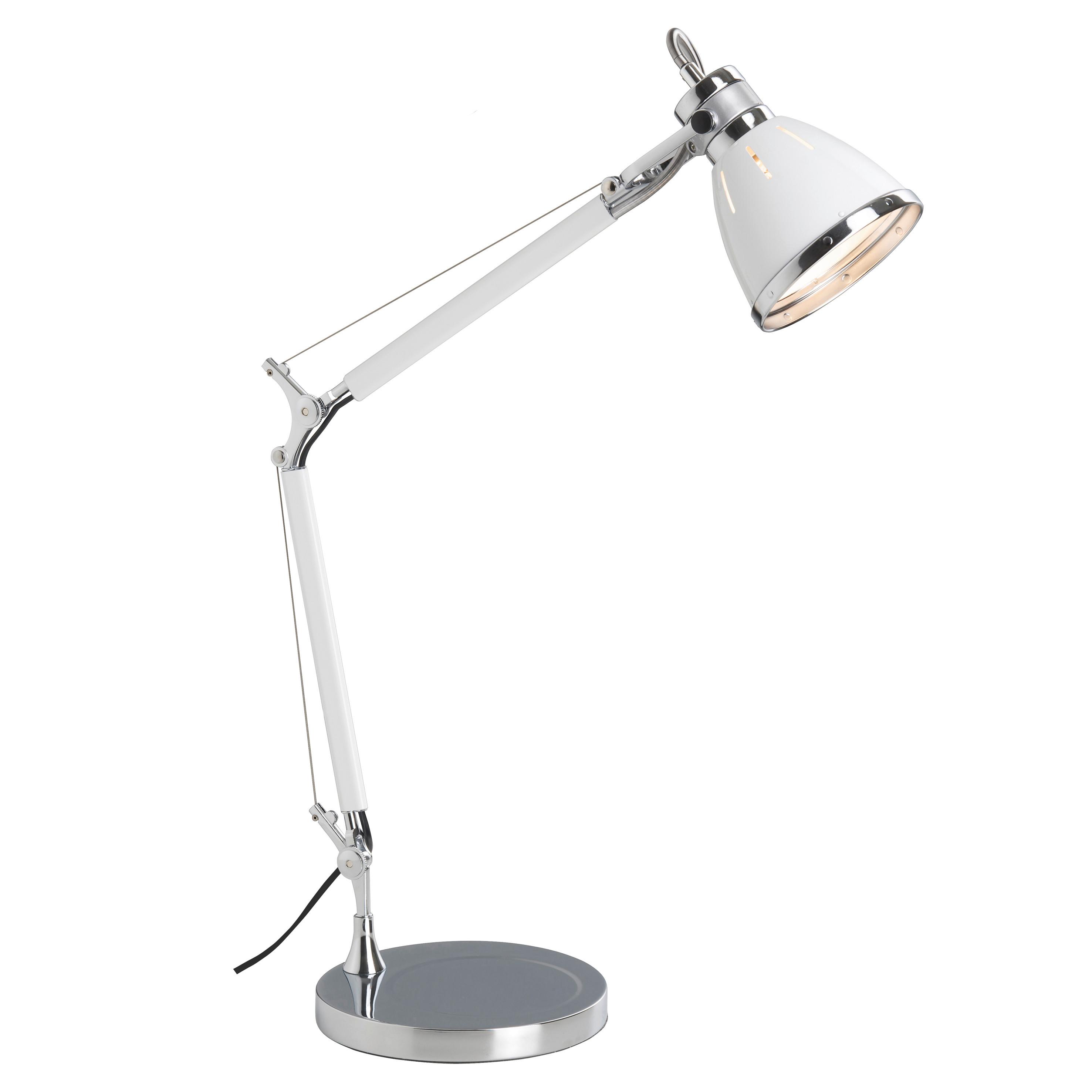 Schreibtischlampe Octavia Chromfarben/Weiß Flexarm