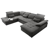 Rozkladacia sedacia súprava Wayne U, tmavosivá - strieborná/tmavosivá, Konventionell, textil/plast (240/340/188cm) - MID.YOU
