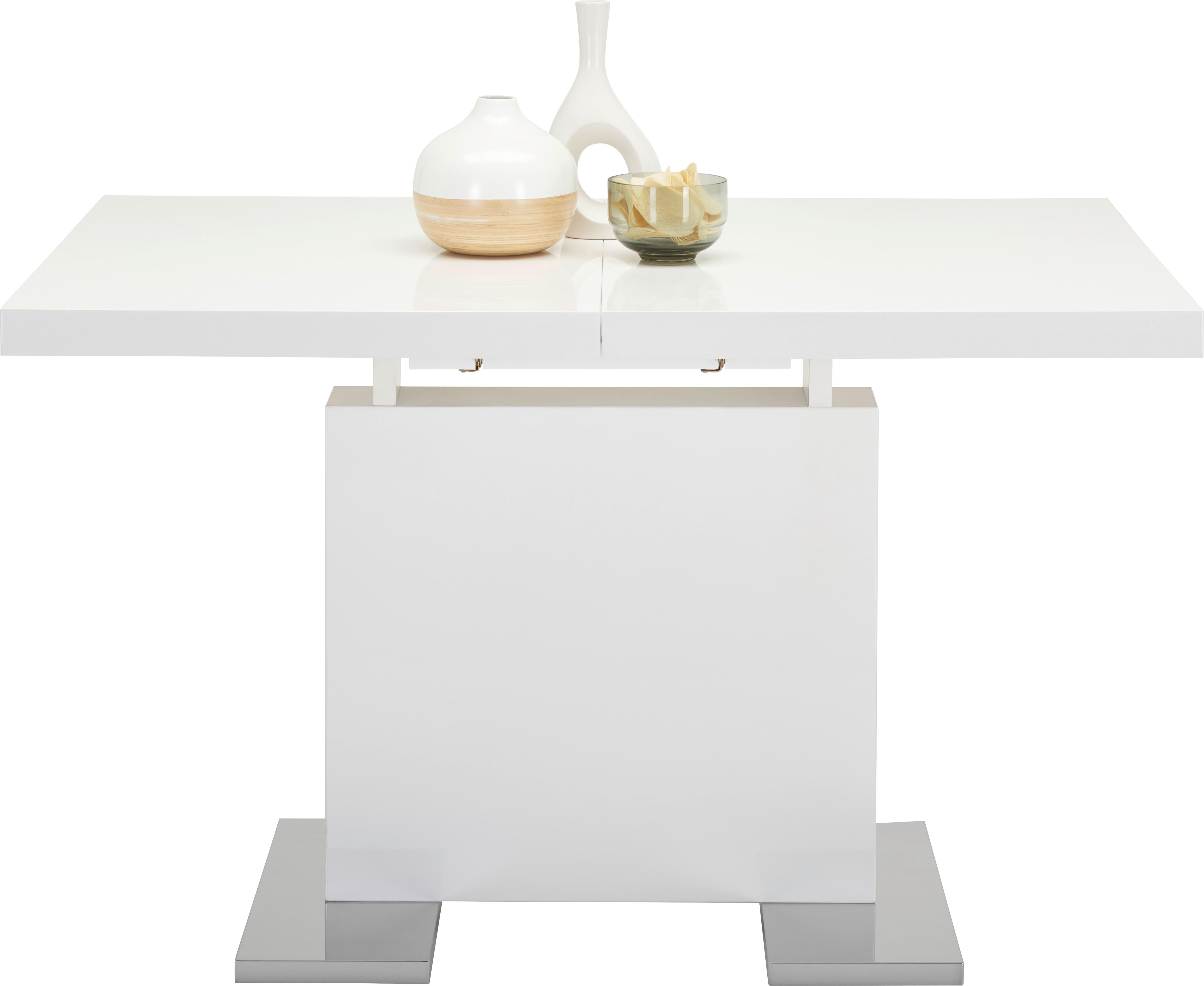 Výsuvný Stůl Campino - bílá/barvy chromu, Moderní, kov/kompozitní dřevo (120-160/80/76cm) - Premium Living