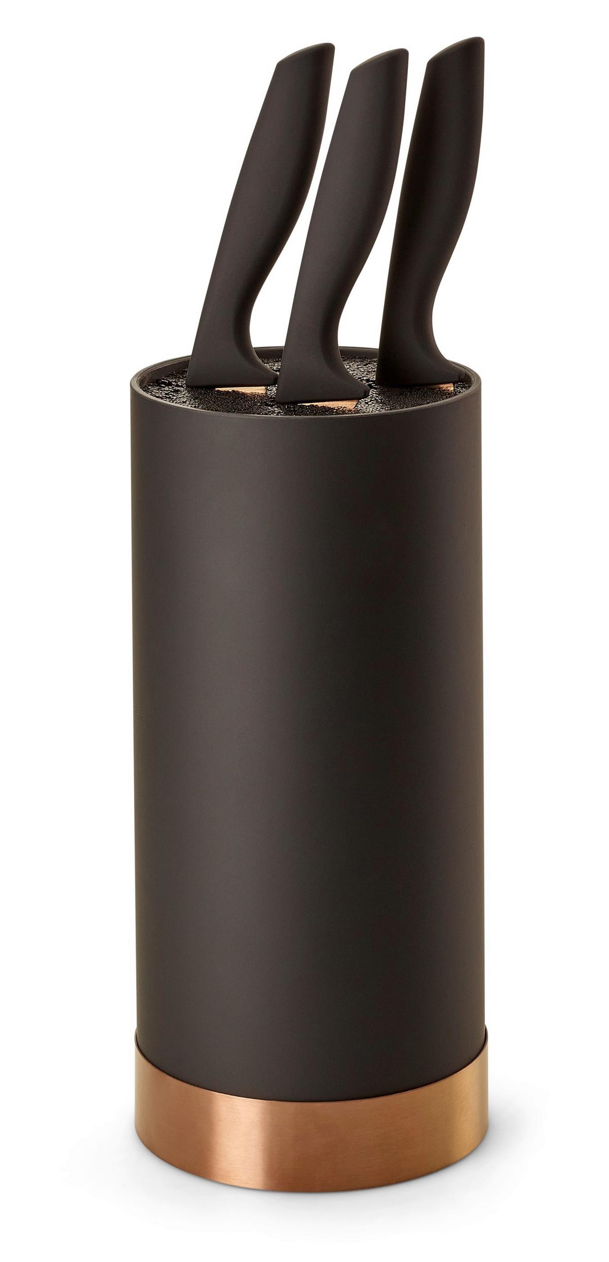 Messerblock Schwarz/bronze Kunststoff 4-Teilig - Schwarz/Bronzefarben, Basics, Kunststoff (11/22cm) - Echtwerk
