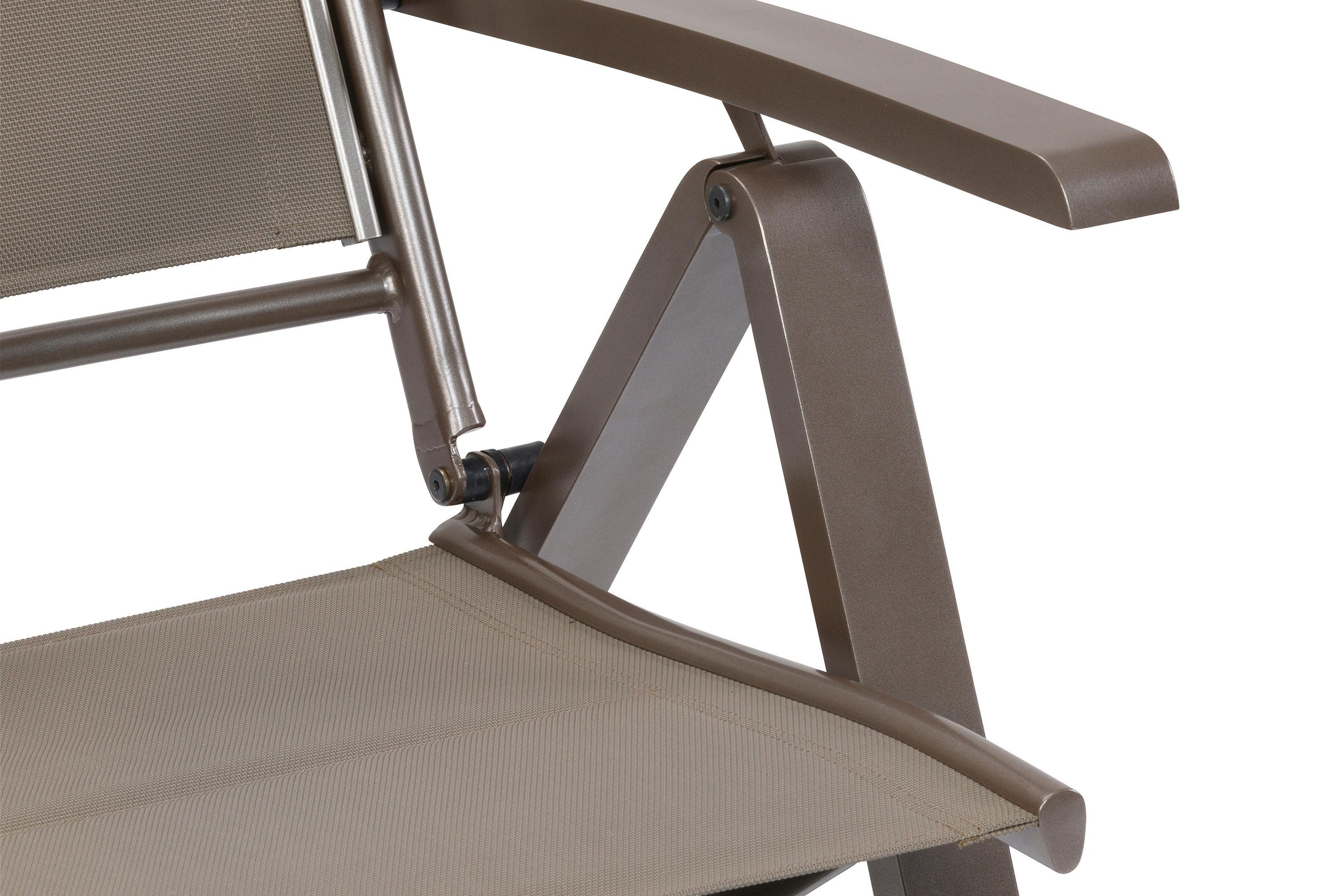 Gartenklappsessel Tinetto - Taupe/Braun, MODERN, Textil/Metall (59,5/116/70cm) - Gardenson