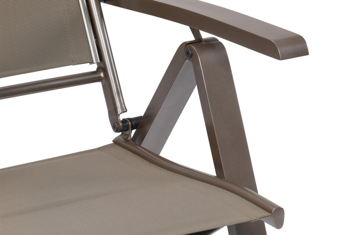 Gartenklappsessel Tinetto - Taupe/Braun, MODERN, Textil/Metall (59,5/116/70cm) - Gardenson