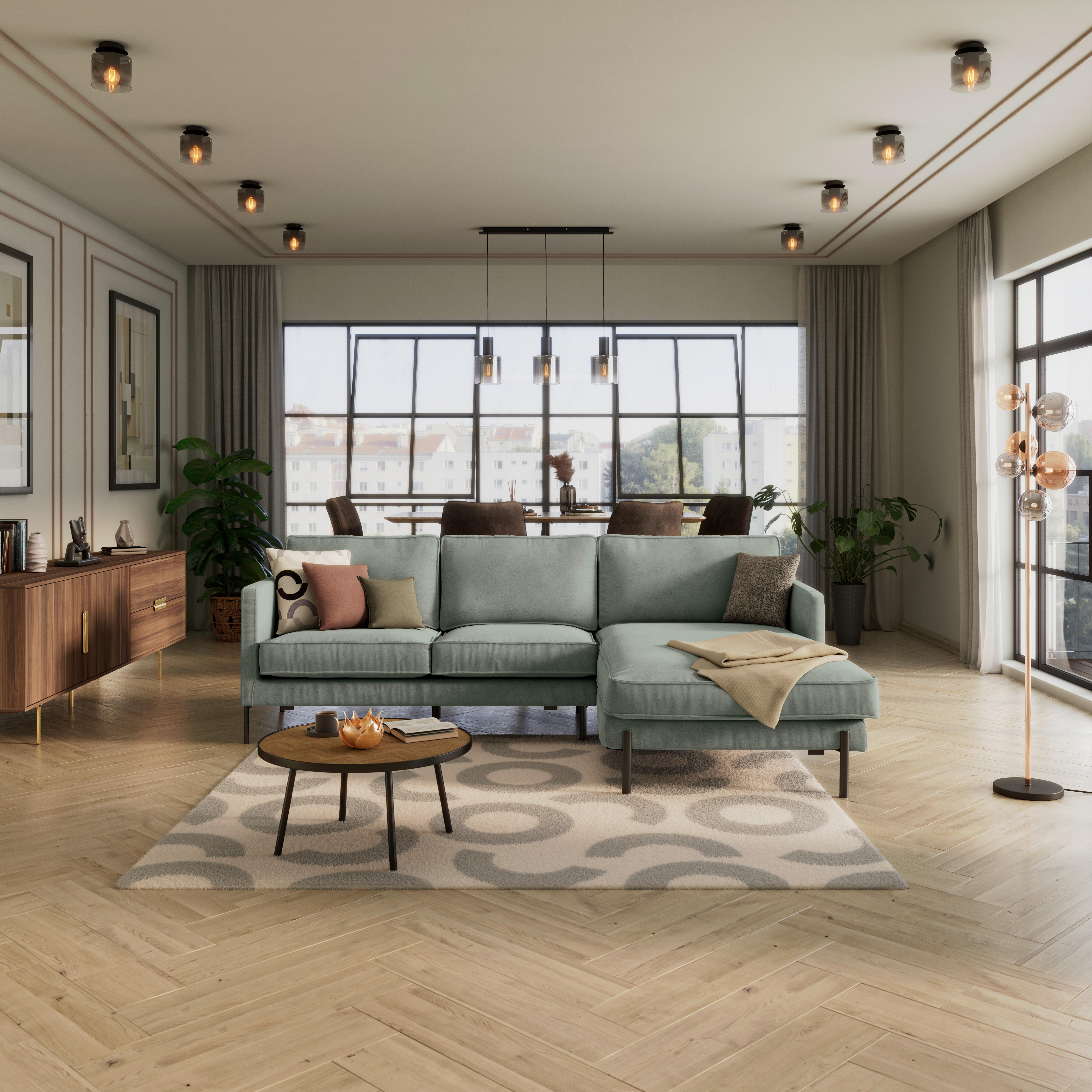 Ecksofa Yukon Türkis S: 232x154 Cm - Türkis/Schwarz, Trend, Textil (232/154cm) - Livetastic