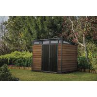 ZÁHRADNÝ DOMČEK PENT 9X7 - farba vlašského orecha, plast (279/226/218cm) - Ambia Garden