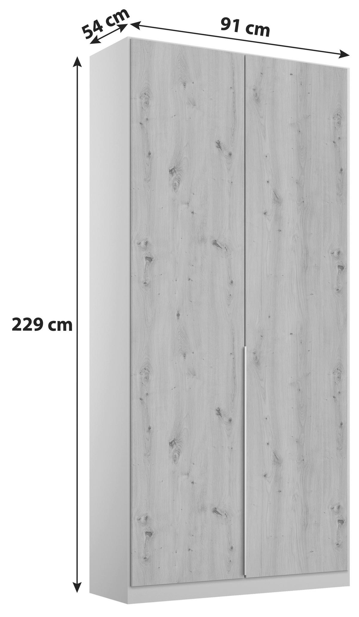 Drehtürenschrank 91 Cm Alabama Extra Hellgrau - Hellgrau/Eiche Artisan, MODERN, Holzwerkstoff (91/229/54cm)
