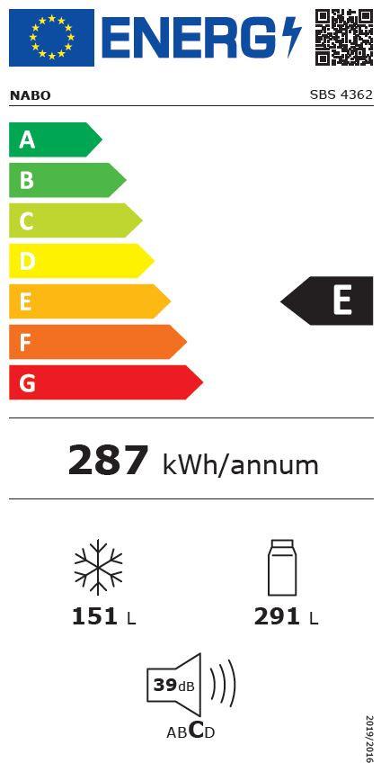 Side-by-side Nabo Sbs 4362 Edelstahlfarben Mit Led-Display - Edelstahlfarben, Basics, Glas/Kunststoff (90/177/59cm) - Nabo