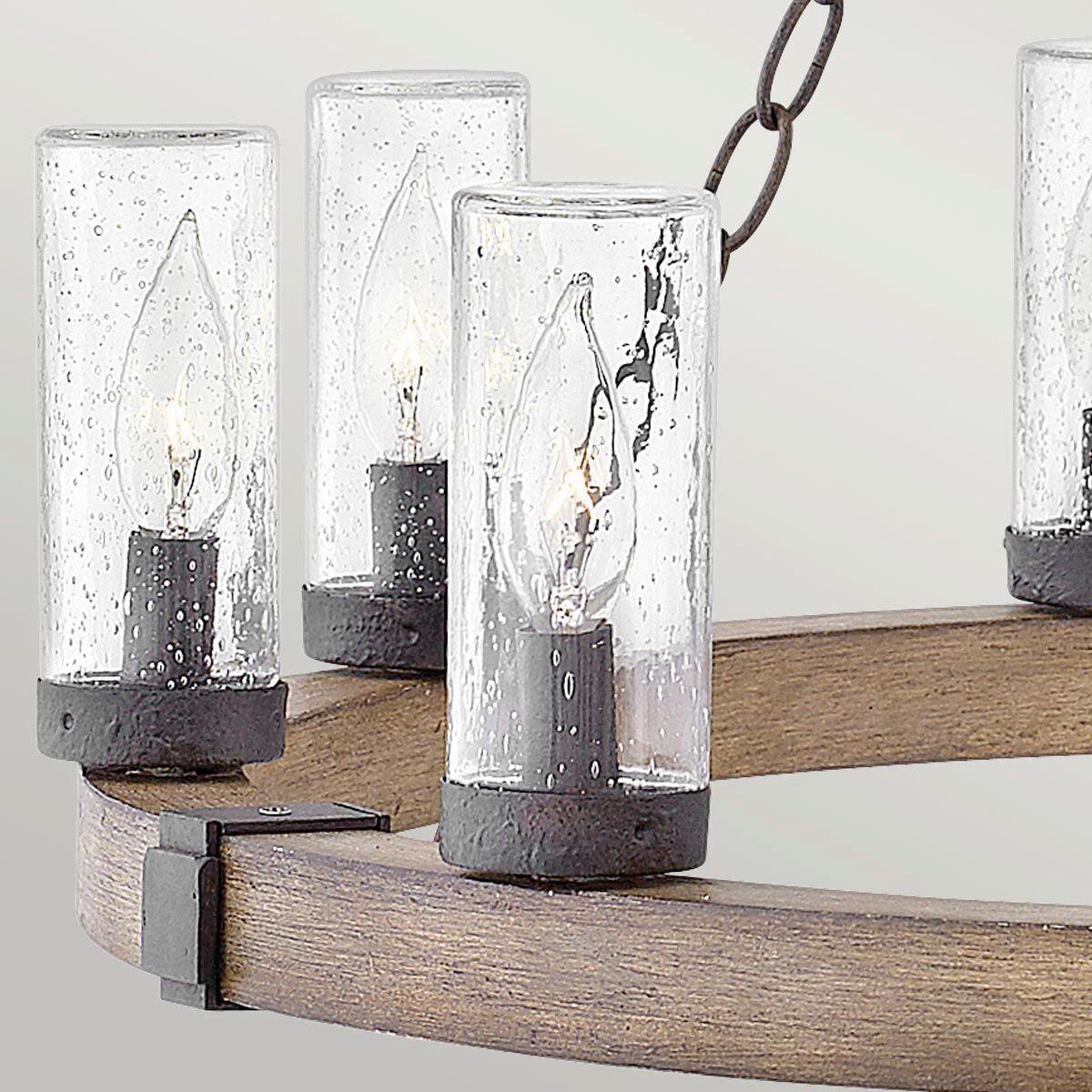 Csillár Hk-Sawyer9-Sq - fekete/vad tölgy, Konventionell, üveg/fém (76,2/81,5cm) - Elstead Lighting